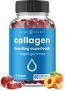NutraChamps Collagen Boosting Gummies, Collagen Booster Gummy pour la production de collagène naturel, Vegan Pectin Suppléments Chews pour les femmes et les hommes, 60 Peach Vitamines Gummies