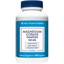 Le complexe de citrate de magnésium Vitamine Shoppe 160MG, supplément minéral qui soutient la production d'os, de dents et d'énergie (300 capsules)