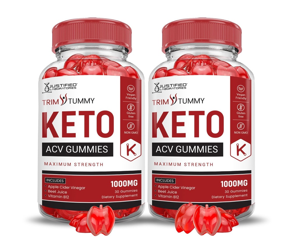 Laboratoires justifiés (2 Pack Tummy Keto ACV vinaigre de cidre de pomme formulé avec le jus de betterave de grenade en poudre B12 Vegan Non OGM 120 Gummies