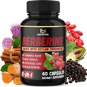 Berberine with Ceylon Cinnamon, Turmeric, Milk Thistle, Artichoke, Black Pepper - 60 Count - Pack of 1