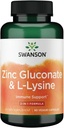 Swanson Zinc Gluconate '&' L-Lysine - 2-en-1 Formule 90 Bouchons de légumes