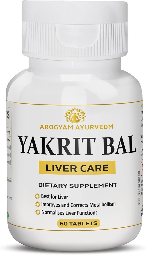 Dr. Pushp's AROGYAM AYURVEDM YAKRIT BAL | Liver Support, Helps in Detoxifying Liver - Pack of 60 Tablets