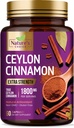 Ceylan Cinnamon Capsules 1800mg - Certified Organic Cannamon, mis en bouteille aux États-Unis, & Pure Extra Strength Ceylan Cinnamon Supplément, pilules antioxydantes, sans OGM et sans gluten, sans sucre - 60 capsules