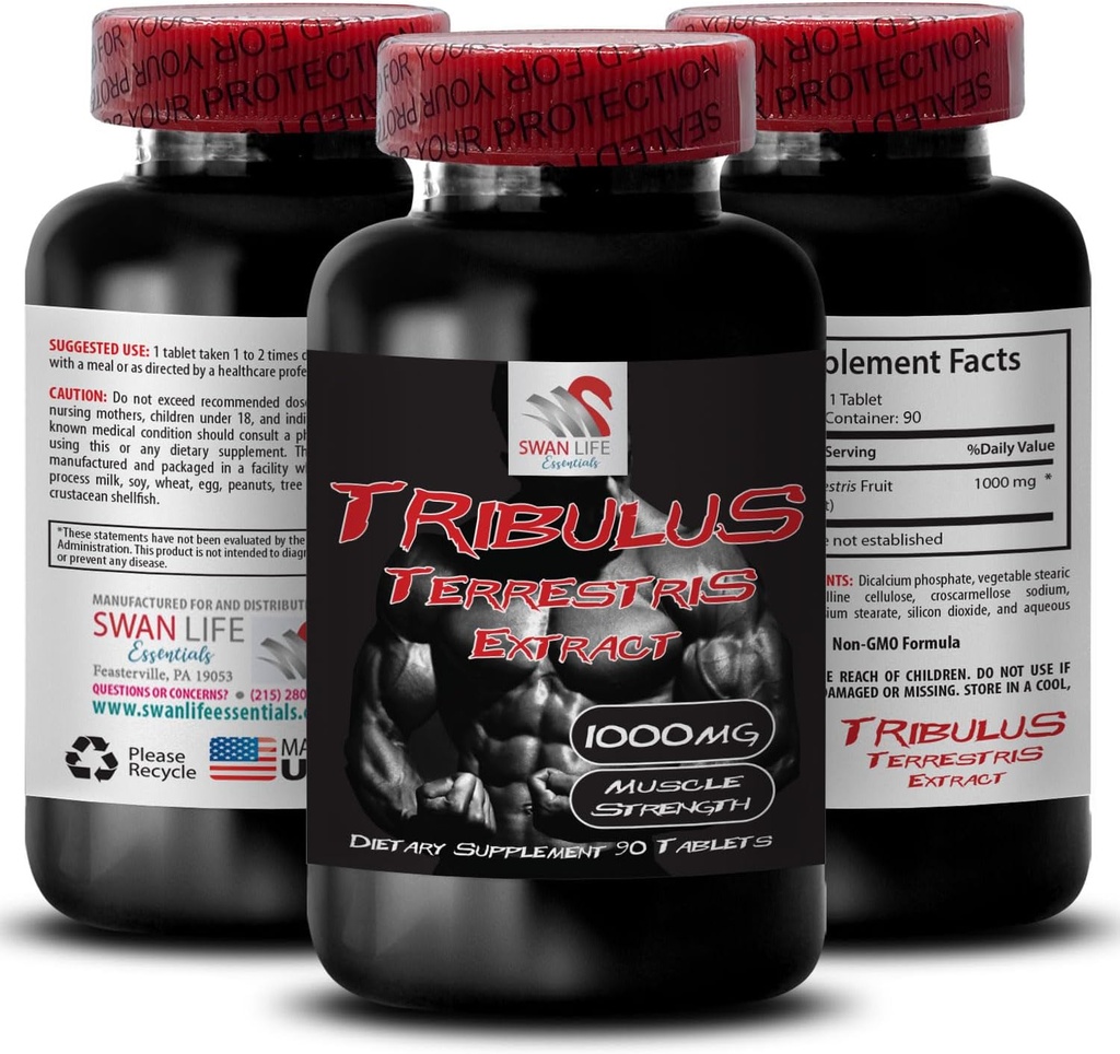 Formule de support de l'endurance - TRIBULUS TERRESTRIS EXTRACT - Recharge de puissance, mélange de soutien de puissance, boost physique, énergie de la centrale, formule de soutien du corps, force et puissance, force active 1Bot 90Tab