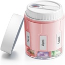 Daviky Pill Organisateur de bouteille, organisateur de supplément avec 7 grands compartiments, distributeur de pilules de voyage boîte à pilule ronde avec deux lids (Pink+ Blanc)