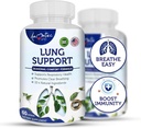 Lung Support Dietary Supplements Herbal Breathing Support 10 Active Ingredients Original Formula for Lung Health Lung Cleanse Formula Supplement for Bronchial System 60 Capsules Non GMO