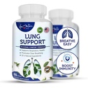 Soutien pulmonaire Suppléments diététiques Soutien à la respiration à base de plantes 10 ingrédients actifs Formule originale pour la santé pulmonaire Lung Cleanse Formule Supplément pour le système Bronchial 60 Capsules Non OGM