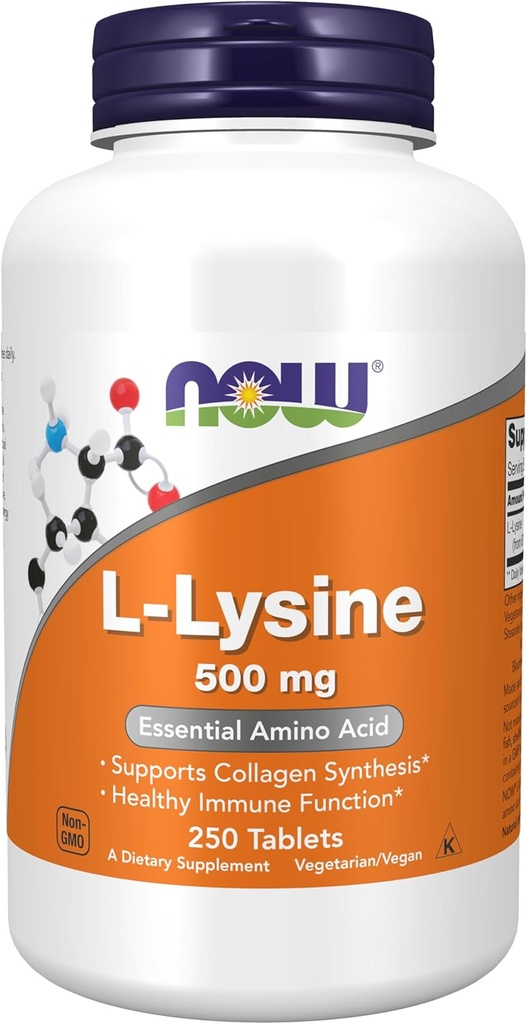Suppléments, L-Lysine (chlorhydrate de L-Lysine) 500 mg, Amino Acid, 250 comprimés