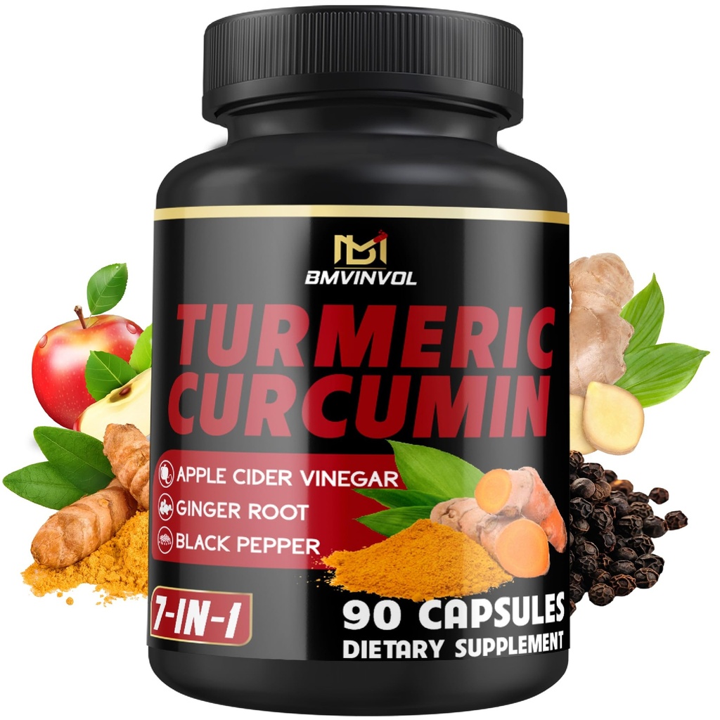 Supplément curcumin curcumin curcumin - 95% Curcuminoïdes avec gingembre, vinaigre de cidre de pomme, poivre noir - 90 Compte - 3 mois d'approvisionnement