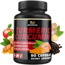 Supplément curcumin curcumin curcumin - 95% Curcuminoïdes avec gingembre, vinaigre de cidre de pomme, poivre noir - 90 Compte - 3 mois d'approvisionnement