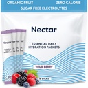 Packs d'hydratation Nectar - Packs de poudre d'électrolytes - Pas de sucre ou de calories - Packs d'hydrates liquides de fruits biologiques IV pour le soulagement de la déshydratation et la réhydratation rapide (Berry 18 Pack)