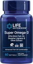 Extension de vie Super Omega-3 EPA/DHA Huile de poisson, sésame Lignans et extrait d'olive – Santé du coeur, Santé du cerveau, Inflammation Soutien de santé, Cholestérol Soutien de santé, sans gluten, non-OGM, 60 Softgels