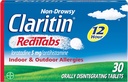 Claritin RediTabs Médicament allergique 12 heures, anti-allergie non somnolente, Loratadine Antihistamine Comprimés, 30 comtes, paquet de 2