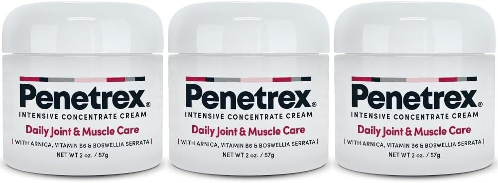 Thérapie articulaire et musculaire Penetrex - Confort apaisant pour le dos, le cou, les mains, les pieds - Rubule du corps entier premium avec Arnica, Vitamine B6 MSM & Boswellia - 2oz 3-Pack