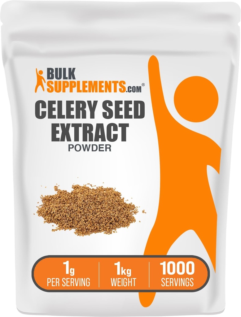 BulkSupplements.com Celery Seed Extract Powder - Celery Seed Supplement, Herbal Supplement - Vegan & Gluten Free, 1g per Serving, 1kg (2.2 lbs) (Pack of 1)