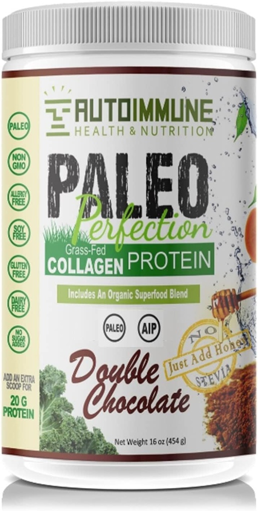 Auto-immune Santé et nutrition Paléo Perfection Double poudre de protéines de chocolat (NO STEVIA, AIP Phase d'élimination conforme), 16 once (paquet de 1)