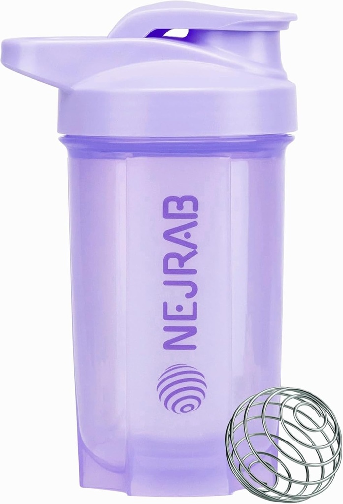 Bouteille de shaker protéinique – parfait pour le café, poudre de protéines – 16 oz – pour le gymnastique avec boule de mélange – tasses de shaker pour les shakes protéiniques (Purpel)