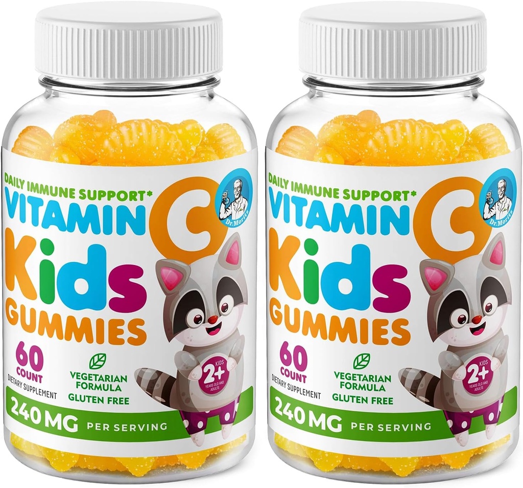 DR. MORITZ Vitamine C Gummies for Kids & Adults 240 mg - Soutien immunitaire Vitamines à faible teneur en sucre pour les tout-petits - Supplément alimentaire pour enfants sans gélatine végétarienne (Citrus Flavor) (120 Nombre)