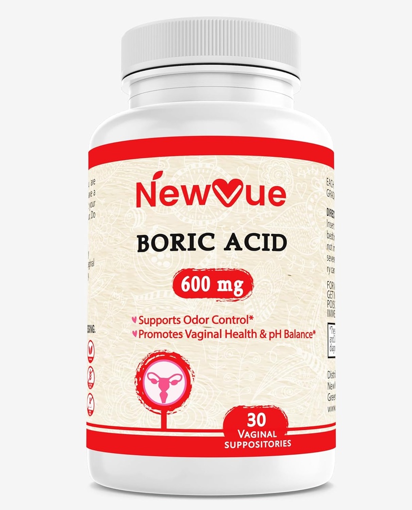 Suppositoires vaginales à l'acide borique - 100% Pure Made in USA - Intimate Health Support (30 comte)