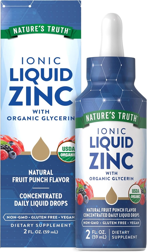 Nature's Truth Ionic Liquid Zinc Supplement | 2 fl oz | with Organic Glycerin | USDA Organic | Vegan, Non-GMO & Gluten Free