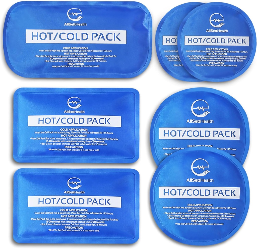 Pochettes de glace chaude et froide réutilisables pour blessures réutilisables – Pochettes de glace souples de 7 pièces en plusieurs formes et tailles – Pochette de glace à usage multiple pour soulager la douleur au dos, le cou, l'épaule