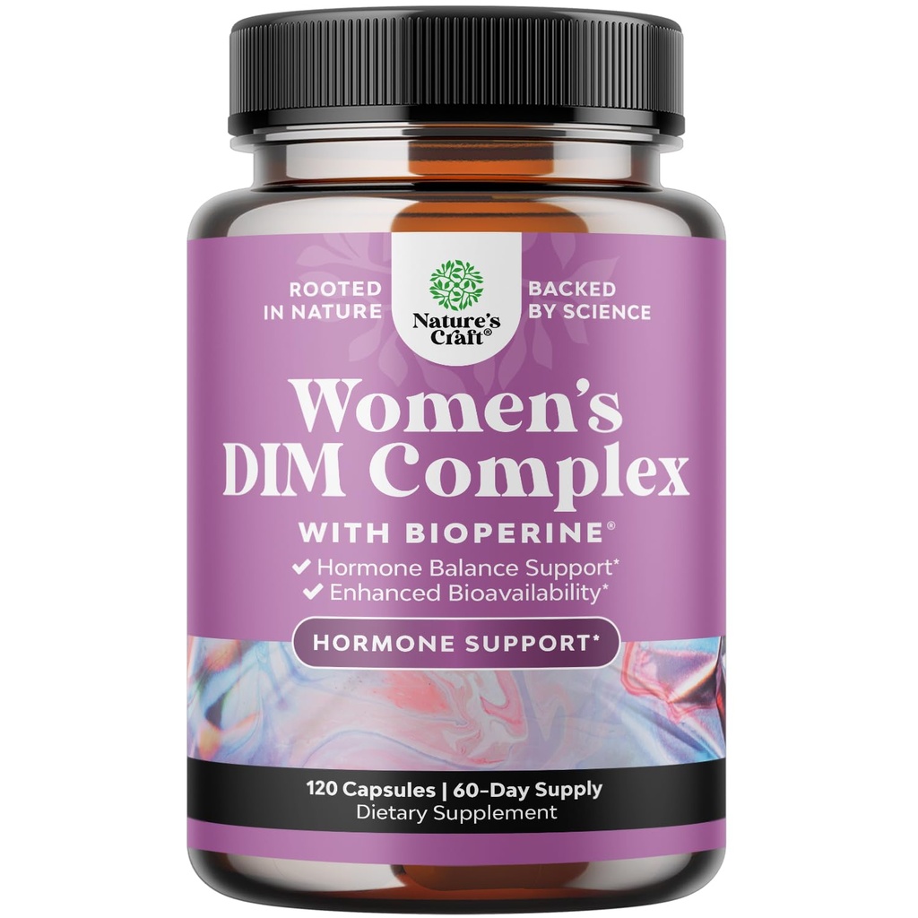 Natures Craft Potent DIM Supplément pour les femmes - Hormone Balance pour les femmes avec DIM et Black Pepper Ménopause Support et PMS Relief - Ménopause Suppléments Extra Strength 300mg par service