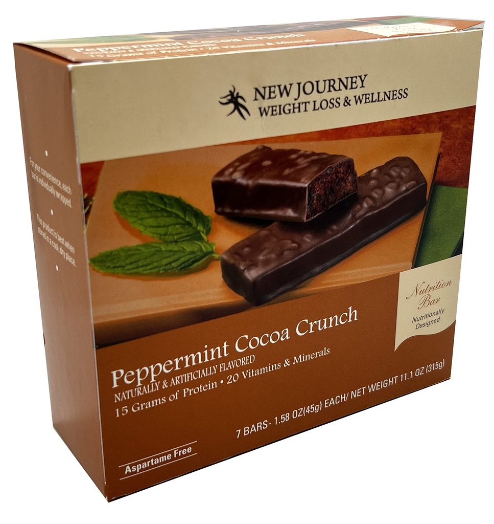 Peppermint Cocoa Crunch Bar - New Journey Weight Loss & Wellness - Haute Protein Nutrition Bar (7 bars/boîte)
