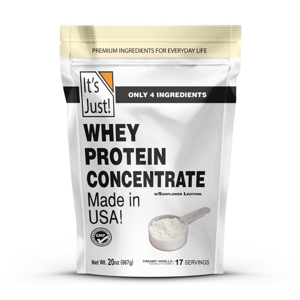 C'est juste ! - 100% Whey Protein Concentrate, Fabriqué aux Etats-Unis, Premium WPC-80, Saveur Vanille Naturelle (1.25 Livre, /Vanilla)
