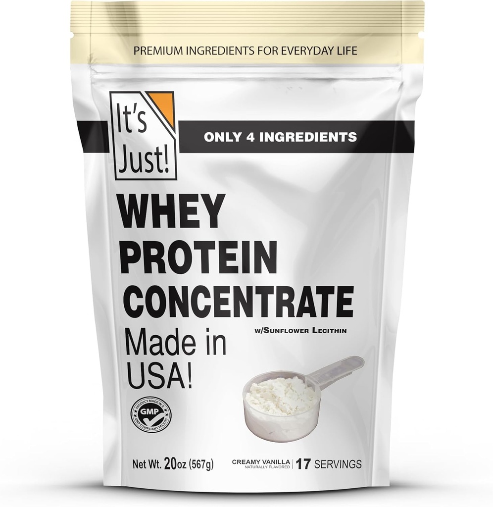 It's Just! - 100% Whey Protein Concentrate, Made in USA, Premium WPC-80, Natural Vanilla Flavor (1.25 Pound, /Vanilla)