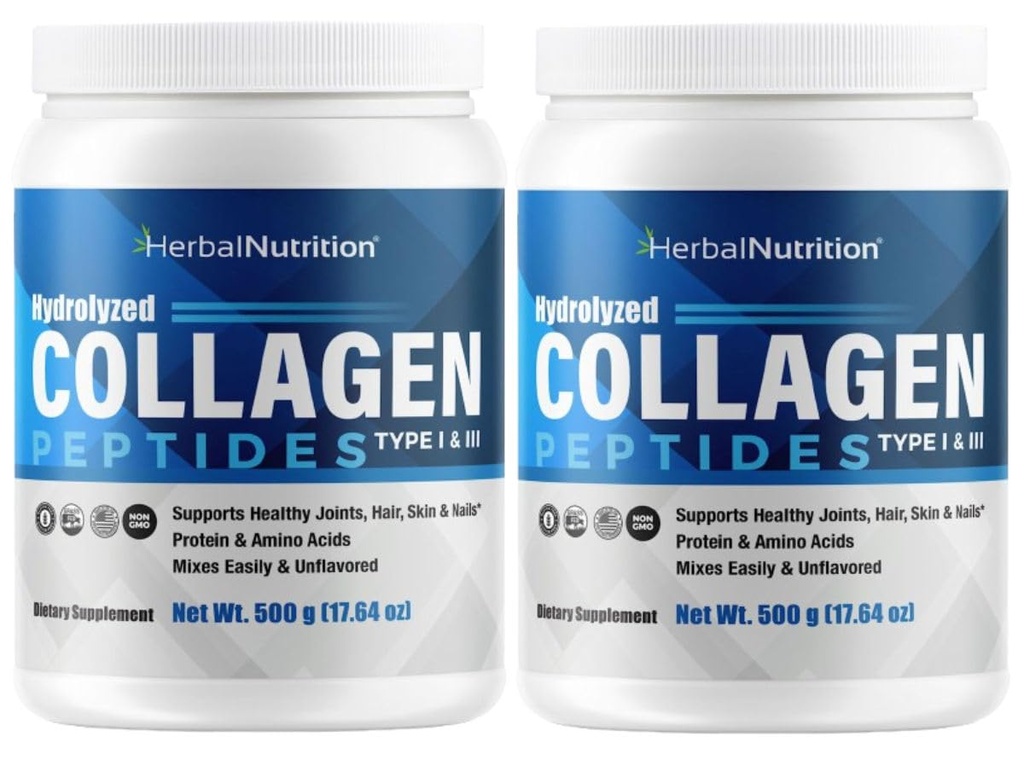 Collagène Peptides poudre Les protéines hydrolysées sont des protéines vitales pour les ongles de peau et la santé articulaire, Keto, Paléo amical, non-OGM, sans gluten, 45 portions, 2 contenants