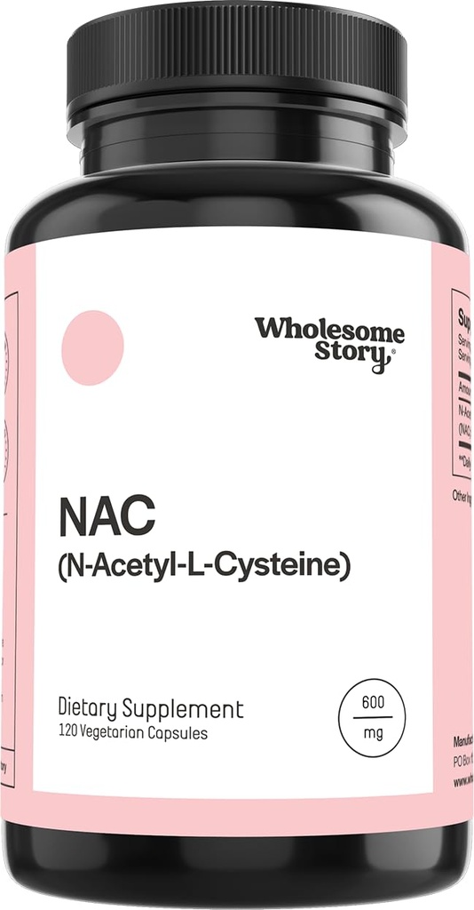 Histoire complète Supplément NAC Acetyl Cysteine 600 mg de NAC Soutien au foie, au poumon et à la fertilité 120 Capsules