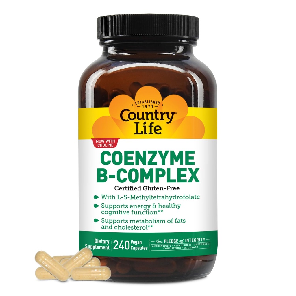 Country Life, Coenzyme B-Complex Vitamine, Énergie de soutien et métabolisme, Supplément quotidien, 240 ct