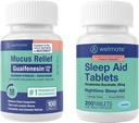 WELMATE Nighttime Wellness Bundle: Maximum Strength Guaifenesin 1200mg Mucus Relief (100 Ct) & Doxylamine Succinate 25mg Sleep Aid (200 Ct) | Extended Relief for Restful Sleep