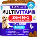 Multivitamine de chien à croquer avec la glucosamine 26 en 1 - Vitamines et suppléments de chien - Multivitamine de chien et de chiot pour chiens - Soutien conjoint pour animaux de compagnie Santé - Immunité, mobilité, peau de gueule - 120 Chews