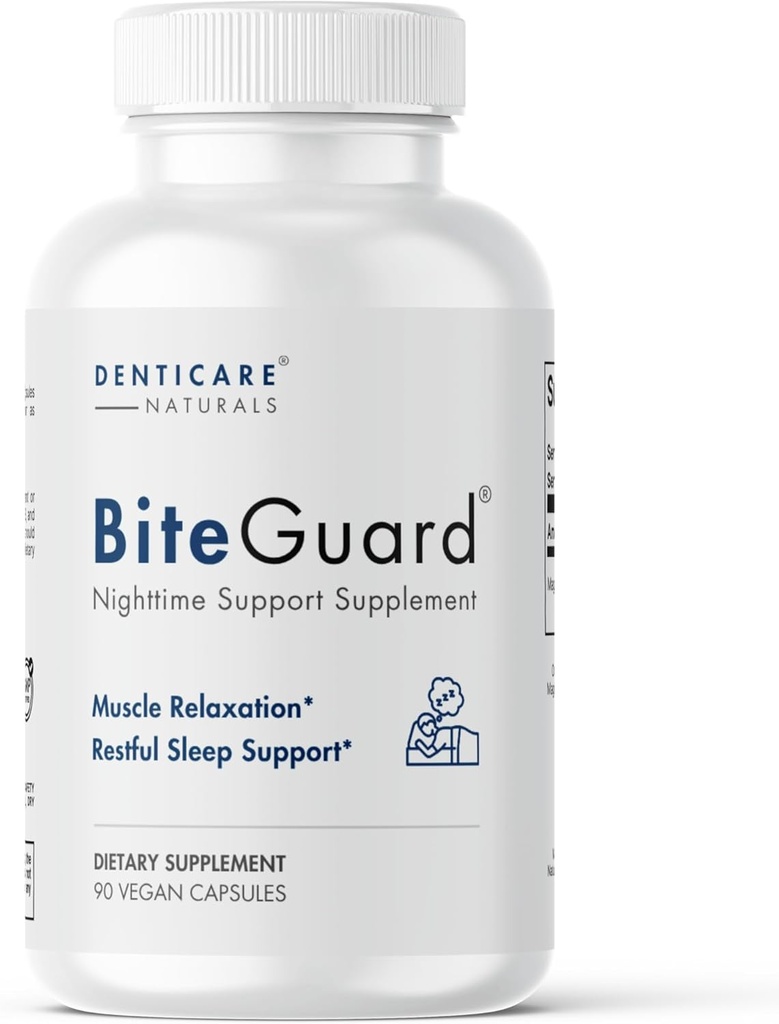 Denticare Bite-Guard pour les dents Grinding & Clenching, TMJ Relief, calme la mâchoire avec Magnésium - 90 Caps