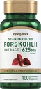 Piping Rock Coleus Forskohlii Extrait de racines 625 mg 100 Capsules de supplément d'herbes non OGM, sans gluten