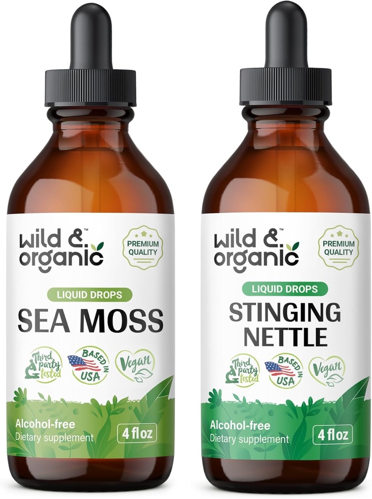 Wild & Organic Sea Moss Tincture 4 fl oz & Stinging Nettle Root Tincture 4 fl oz