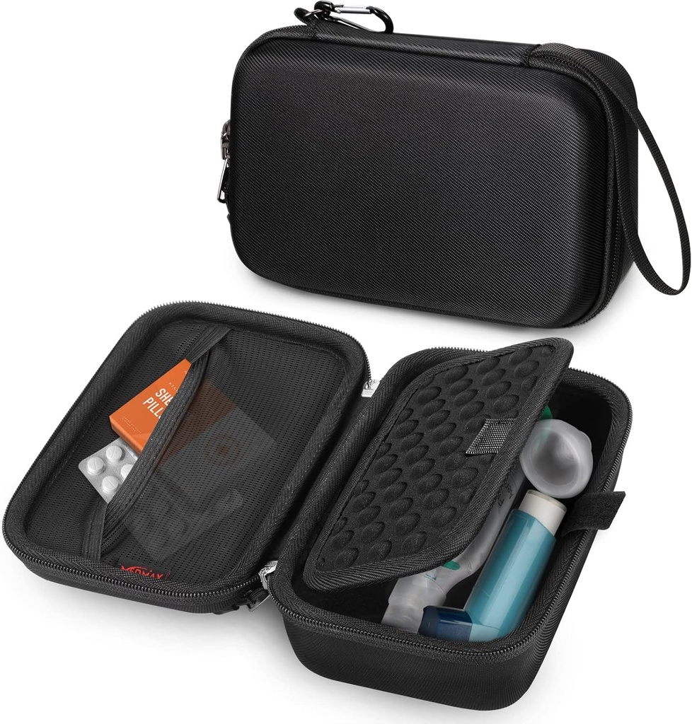 Hard Shell Case for Portable Nebulizer Asthma Inhaler, Portable Shockproof Anti-Scratch Travel Carrying Case for Personal Inhalers Nebulizador for Breathing Problems Handheld Nebulizer, Black