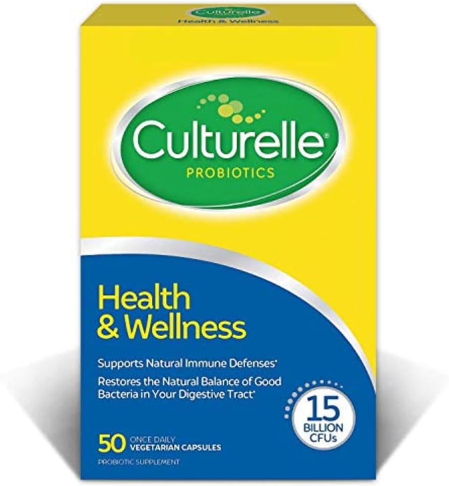 Culturelle Santé et bien-être Supplément probiotique quotidien pour les hommes et les femmes, aide à soutenir votre système immunitaire, diarrhée occasionnelle, gaz et ballonnement, 15 milliards UFC, non-OGM, 50 Compte