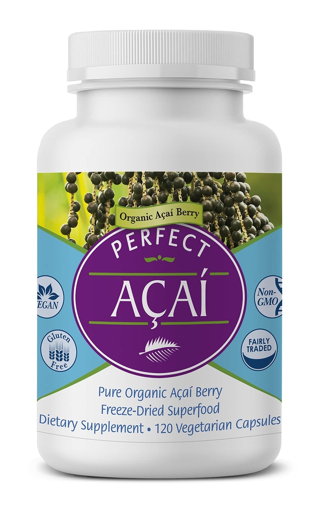 Suppléments parfaits – Acai parfait cultivé biologiquement - Supplément d'açai congelé – 120 capsules végétales