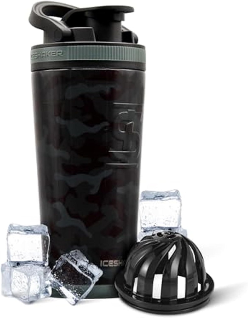 Bouteille de Shaker Ice Shaker Inoxydable en Acier Inoxydable : 26oz, Camo noir : froid pour plus de 30 heures