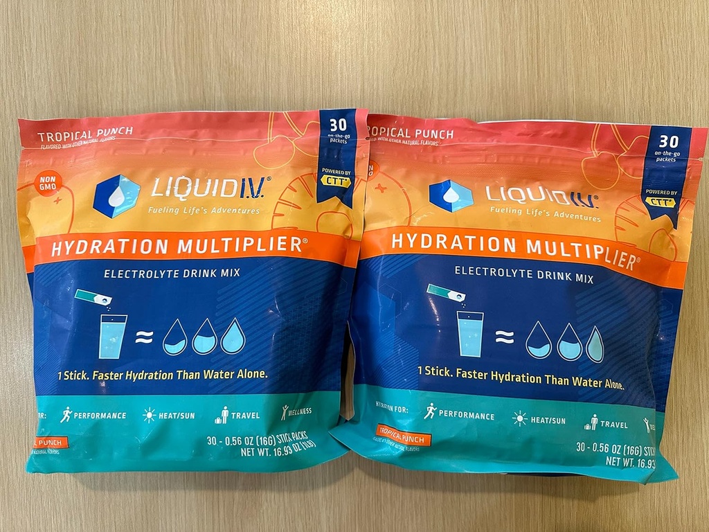 Multiplicateur d'hydratation I.V. liquide, sachets d'arôme de punch tropical (2 packs X30),1 Compte (paquet de 2)