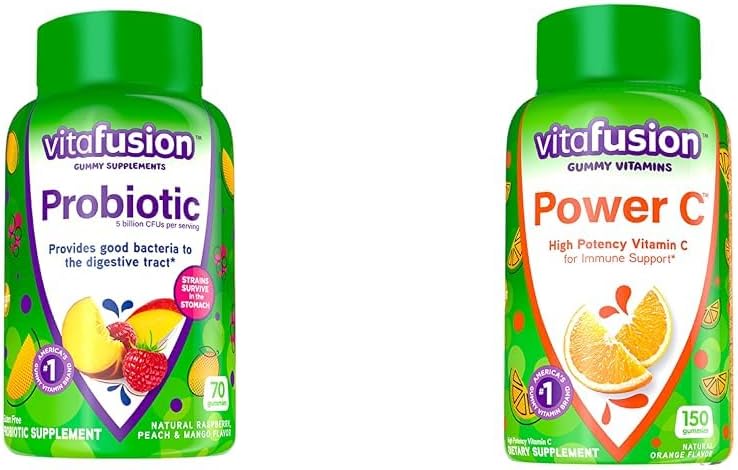 Vitafusion Probiotic and Vitamin C Gummy Supplements, 70 Count and 150 Count
