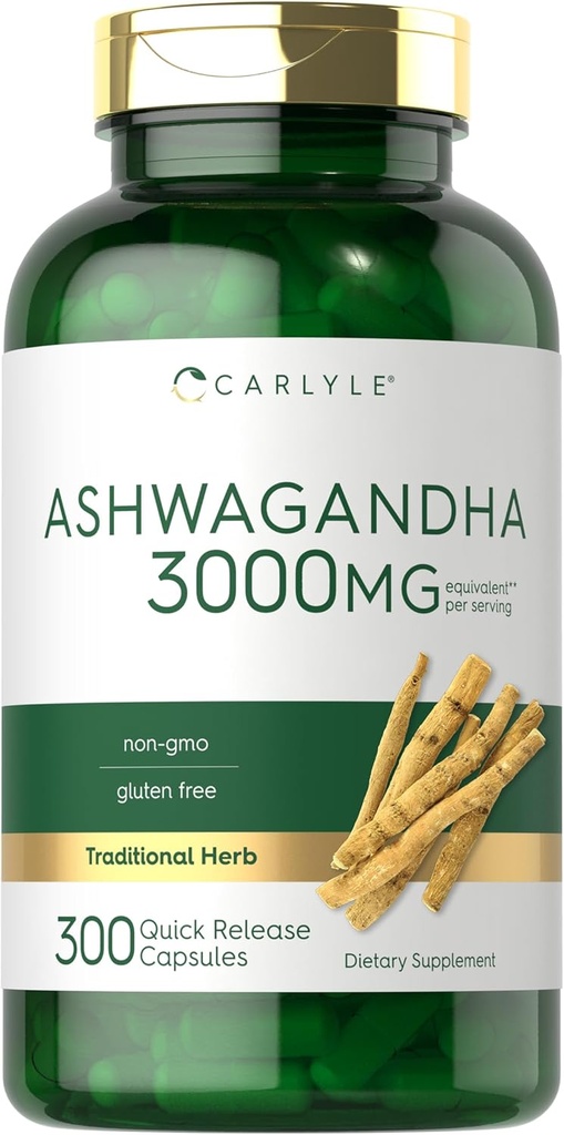 Carlyle Ashwagandha Supplément pour les femmes et les hommes $ 3000mg $ 300 Capsules