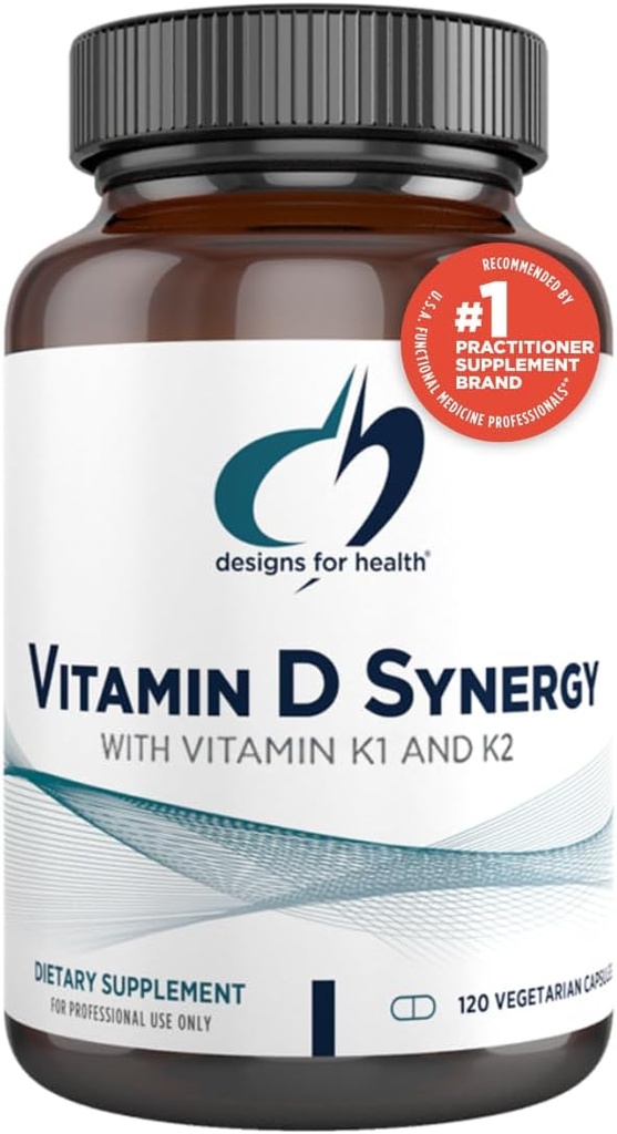 Conceptions pour la santé Vitamine D Synergy - 2000 UI Vitamine D avec supplément K - Soutient des humeurs saines, santé osseuse + santé immunitaire pour les adultes - VIT D3 + vitamine K - sans gluten + non-OGM (120 capsules)