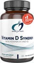 Conceptions pour la santé Vitamine D Synergy - 2000 UI Vitamine D avec supplément K - Soutient des humeurs saines, santé osseuse + santé immunitaire pour les adultes - VIT D3 + vitamine K - sans gluten + non-OGM (120 capsules)