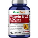 NusaPure Vitamine B12-5000 MCG 150 Capsules de légumes (non-OGM, végétalien) - Vitamine B12