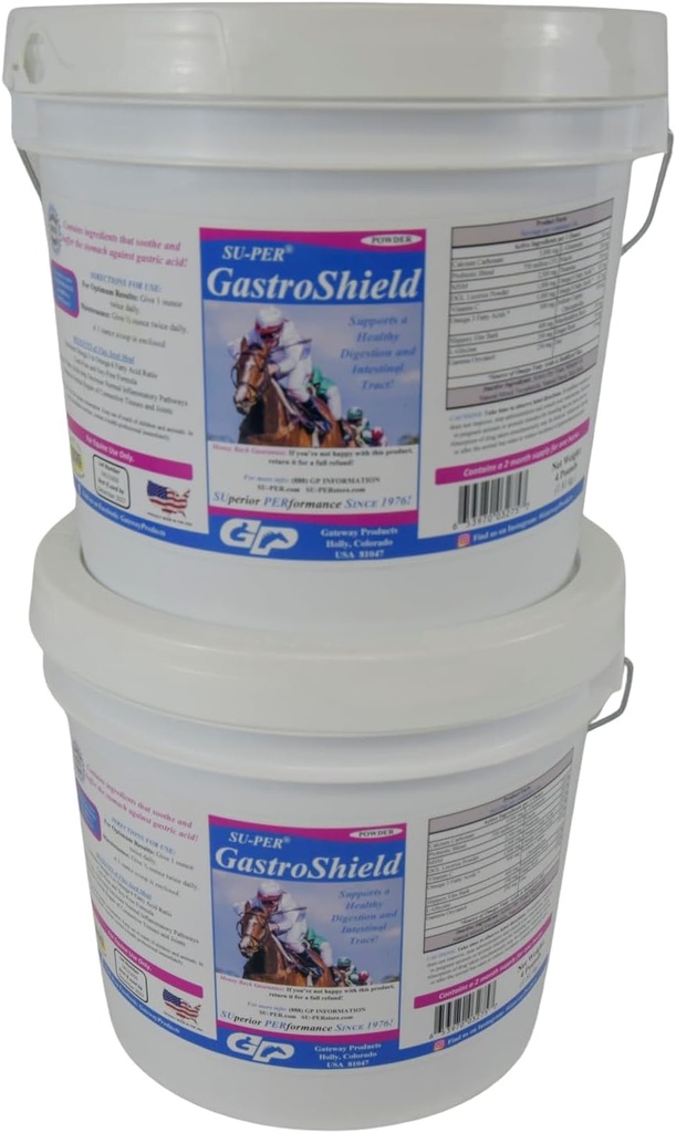 SUPER GastroShield Equine Probiotics Poudre - Supplément de digestion des chevaux pour la santé gastrique - Soutient la digestion saine et le piège intestinal - 4 livres, 2 mois d'approvisionnement