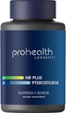 ProHealth NR + Pterostilbène. Promouvoir la longévité, l'énergie et le vieillissement en santé. Protège la santé du coeur et du cerveau. Supports Réparation cellulaire. 250mg Niagen Nicotinamide Riboside + 40mg Pterostilbene, 30 capsules