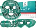 Masque de glace de refroidissement de qualité moyenne et masque de refroidissement des yeux pour les yeux et le soulagement de la migraine - Self Care Face Ice Pack avec ChillGel Face Ice Masque Technologie - Masque de visage de refroidissement, Eye Pads and Bag